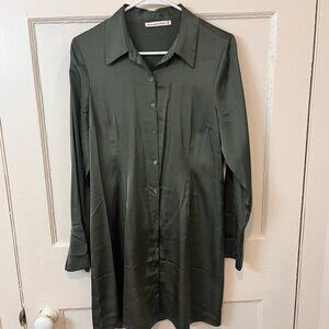 Abercrombie & Fitch Green Satin Dress, Size M